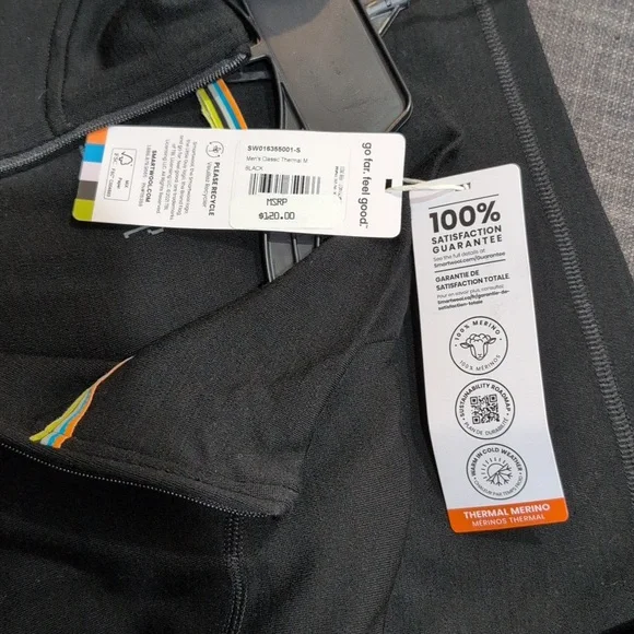 NWT Smartwool Men's Size Small Quarter Zip Sweater Black 100% Merino Wool - Picture 4 of 5